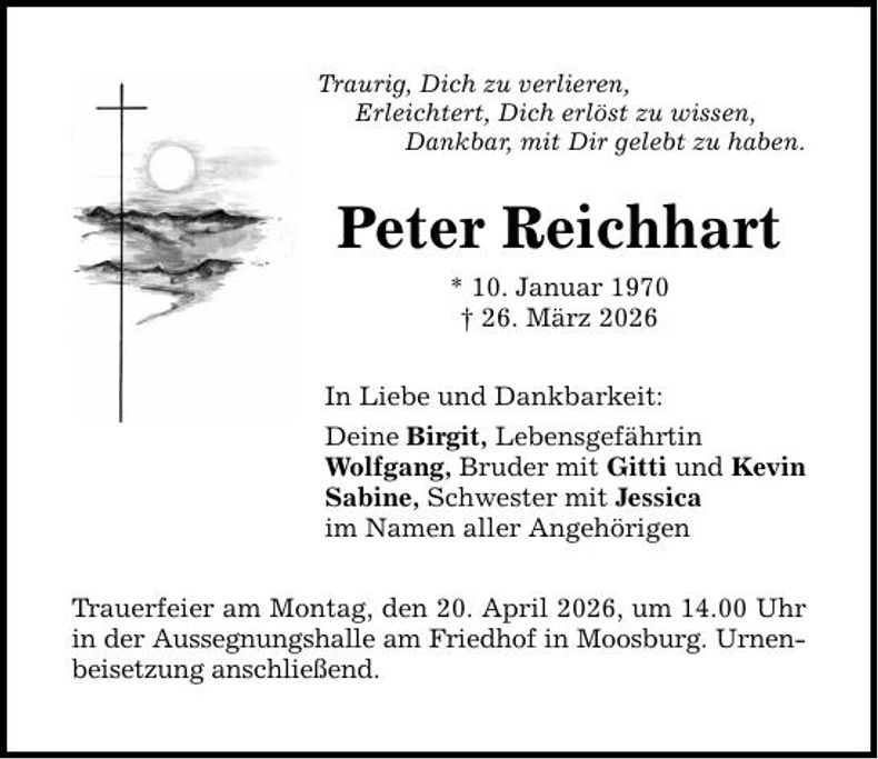 Traueranzeige Peter Reichhart