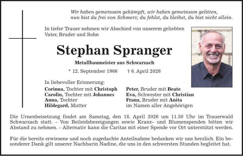 Traueranzeige Stephan Spranger