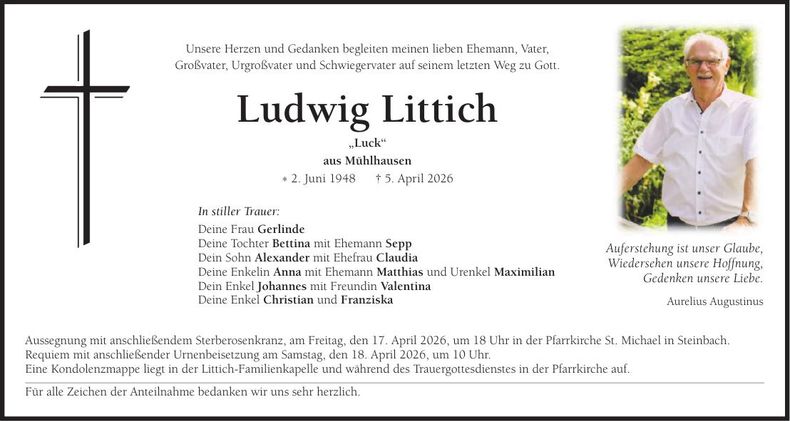 Traueranzeige Ludwig Littich