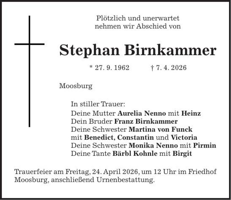 Traueranzeige Stephan Birnkammer