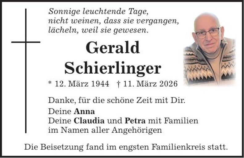 Traueranzeige Gerald Schierlinger