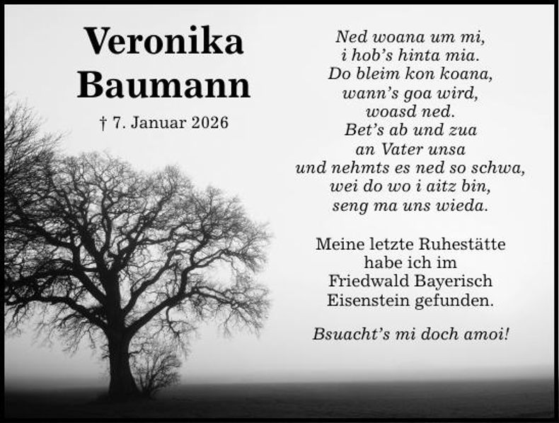 Traueranzeige Veronika Baumann