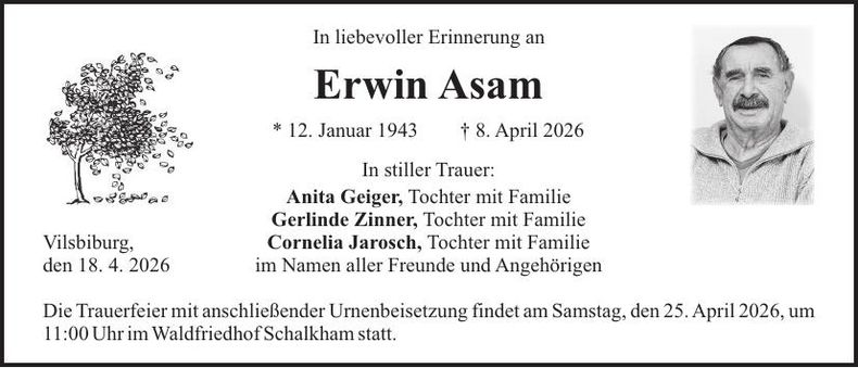 Traueranzeige Erwin Asam