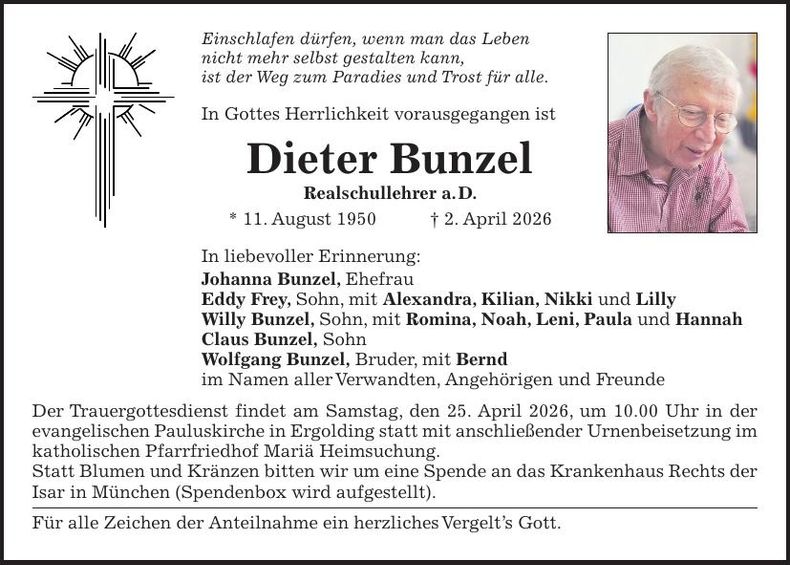 Traueranzeige Dieter Bunzel