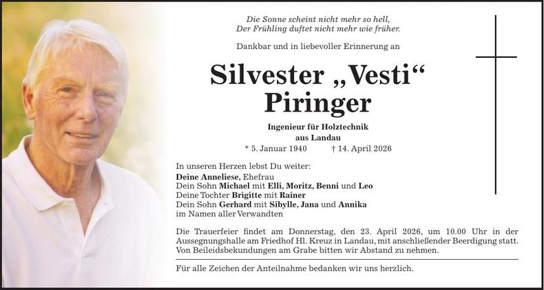 Traueranzeige Silvester Piringer