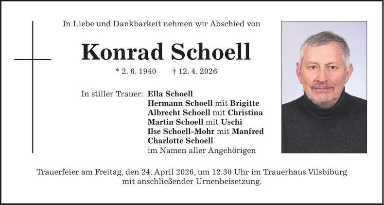 Traueranzeige Konrad Schoell