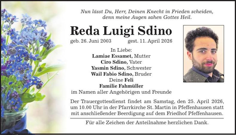 Traueranzeige Reda Luigi Sdino