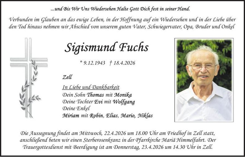 Traueranzeige Sigismund Fuchs