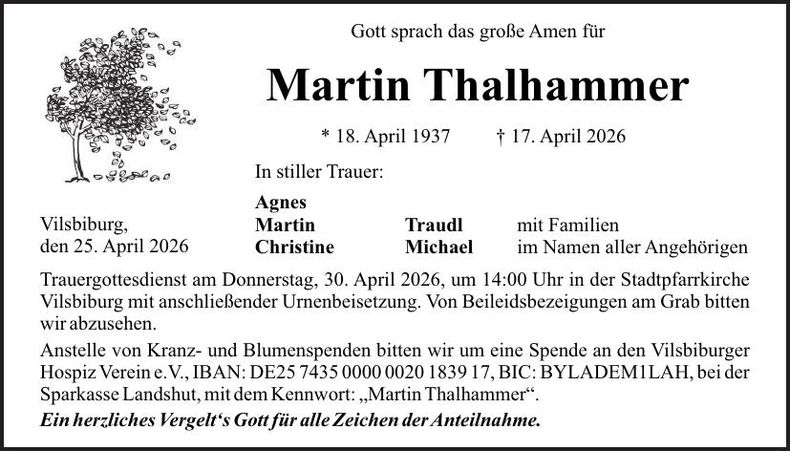 Traueranzeige Martin Thalhammer