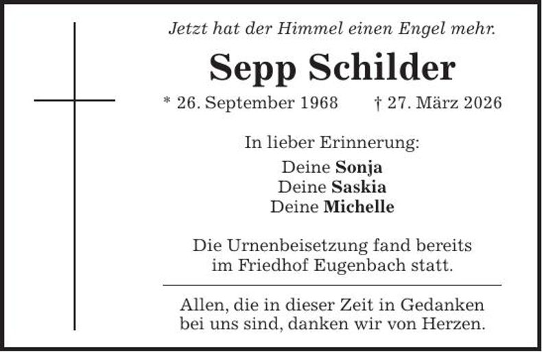 Traueranzeige Sepp Schilder