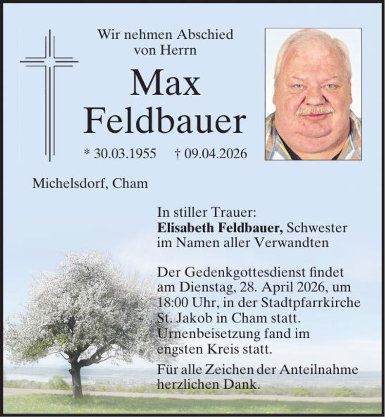 Traueranzeige Max Feldbauer