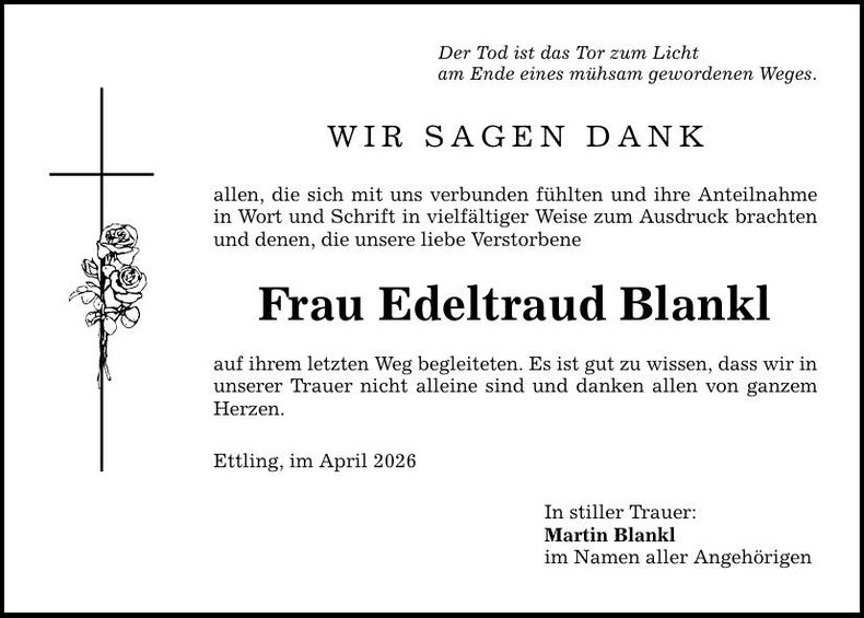 Traueranzeige Edeltraud Blankl