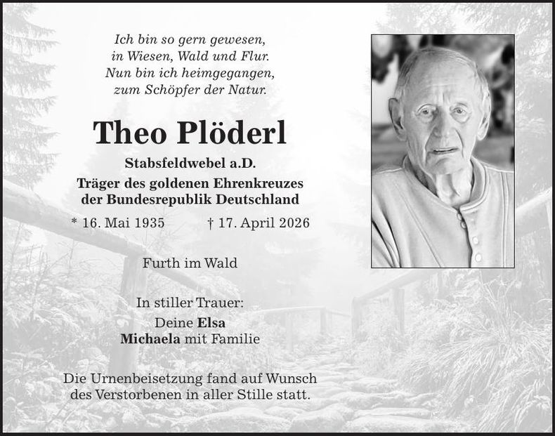 Traueranzeige Theo Plöderl