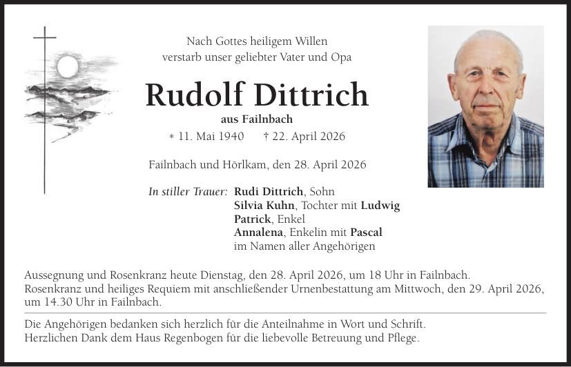 Traueranzeige Rudolf Dittrich