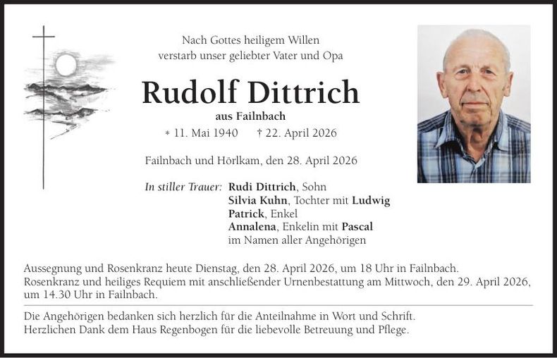 Traueranzeige Rudolf Dittrich