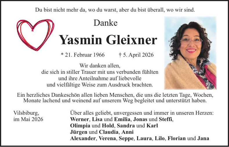Traueranzeige Yasmin Gleixner