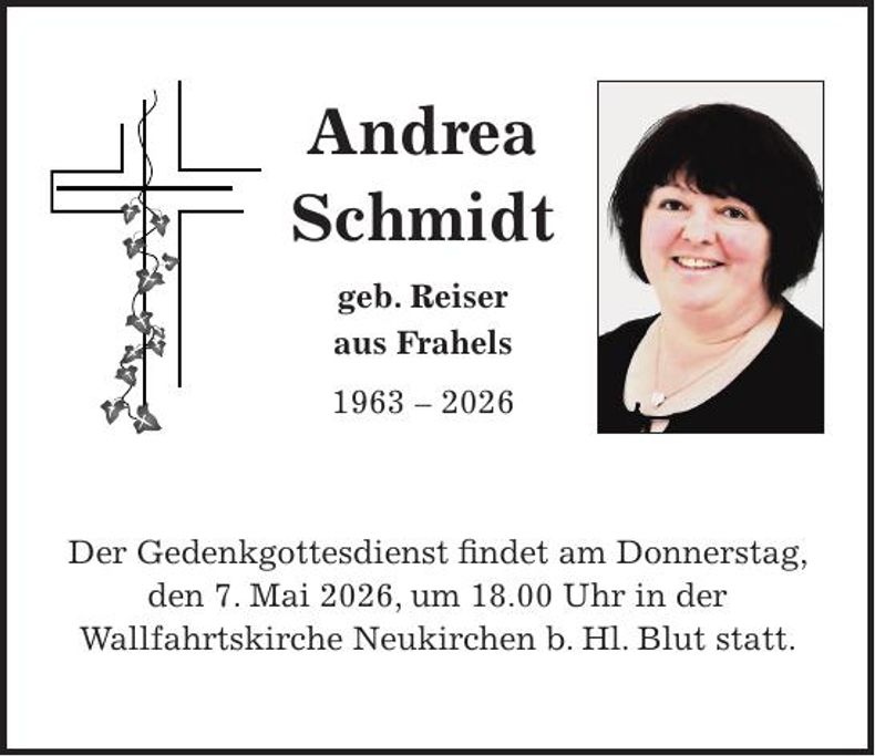 Traueranzeige Andrea Schmidt