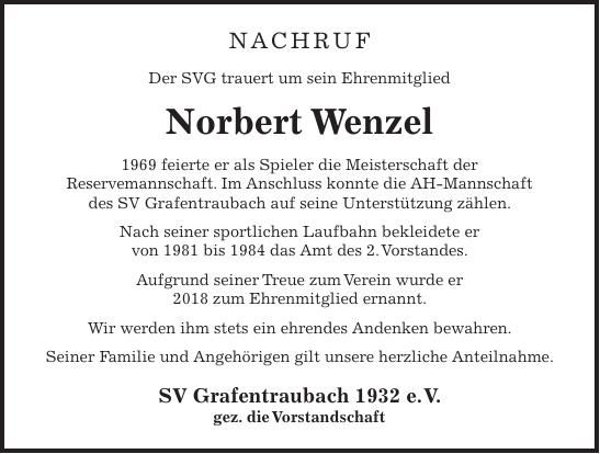 Traueranzeige Norbert Wenzel
