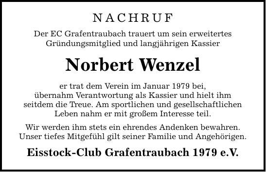 Traueranzeige Norbert Wenzel