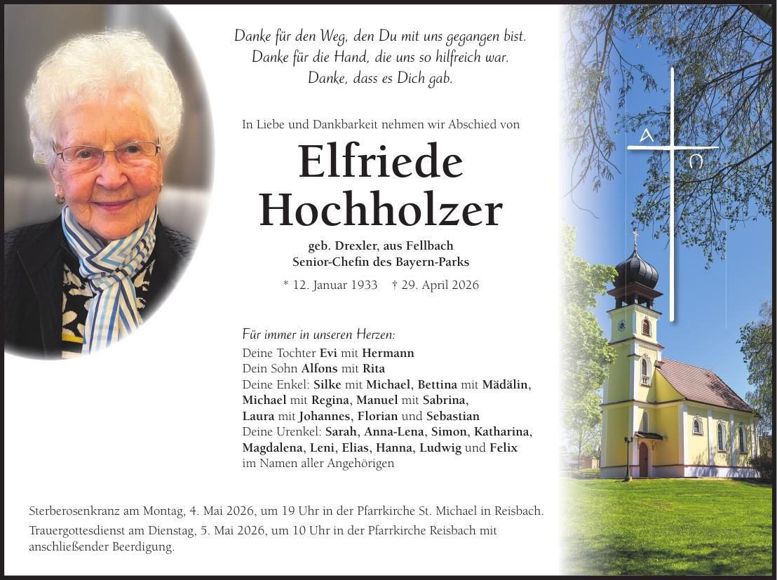 Traueranzeige Elfriede Hochholzer