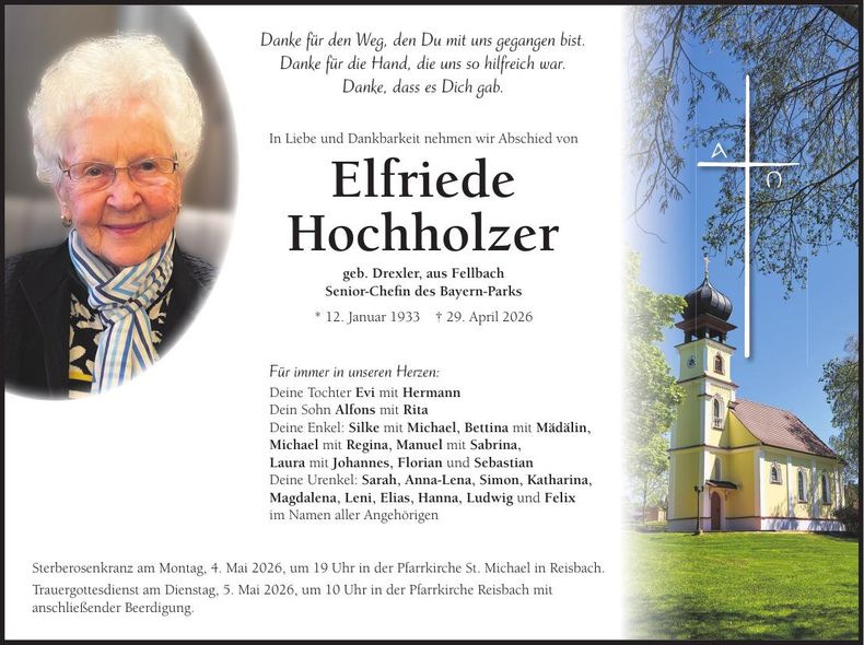 Traueranzeige Elfriede Hochholzer