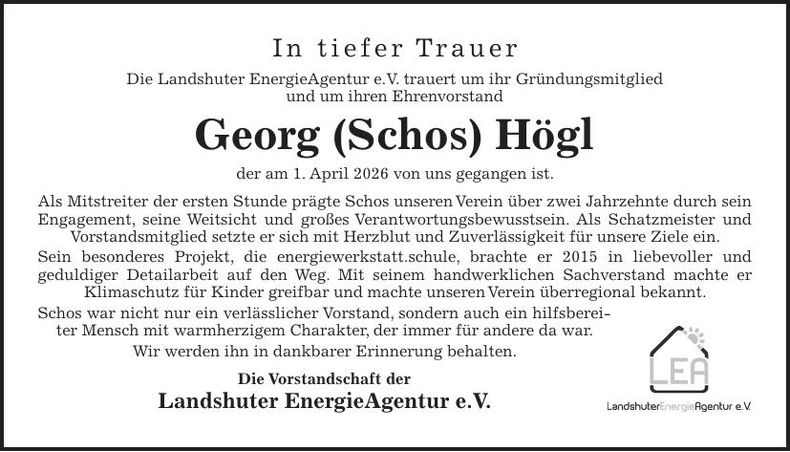 Traueranzeige Georg Högl
