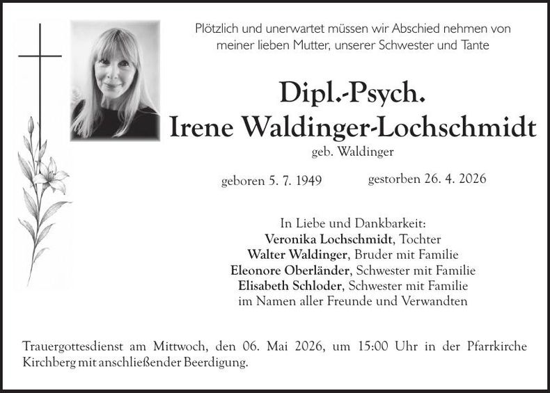 Traueranzeige Irene Waldinger-Lochschmidt