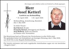 Traueranzeige Josef Ketterl