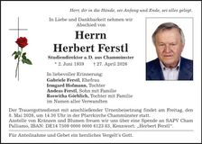 Traueranzeige Herbert Ferst