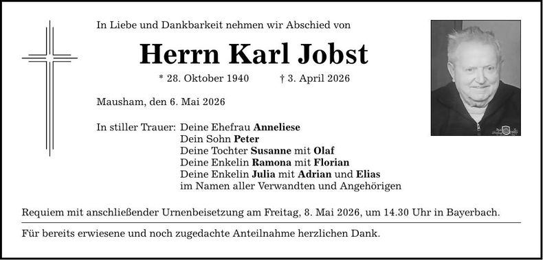 Traueranzeige Karl Jobst