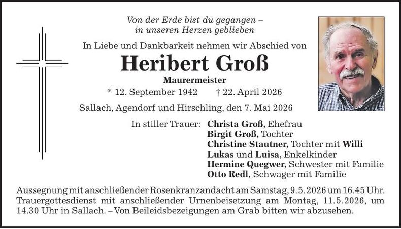 Traueranzeige Heribert Groß