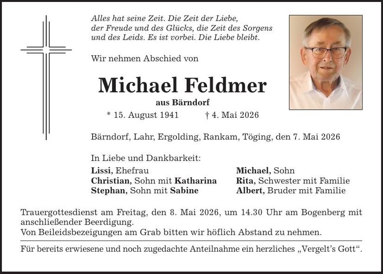 Traueranzeige Michael Feldmer
