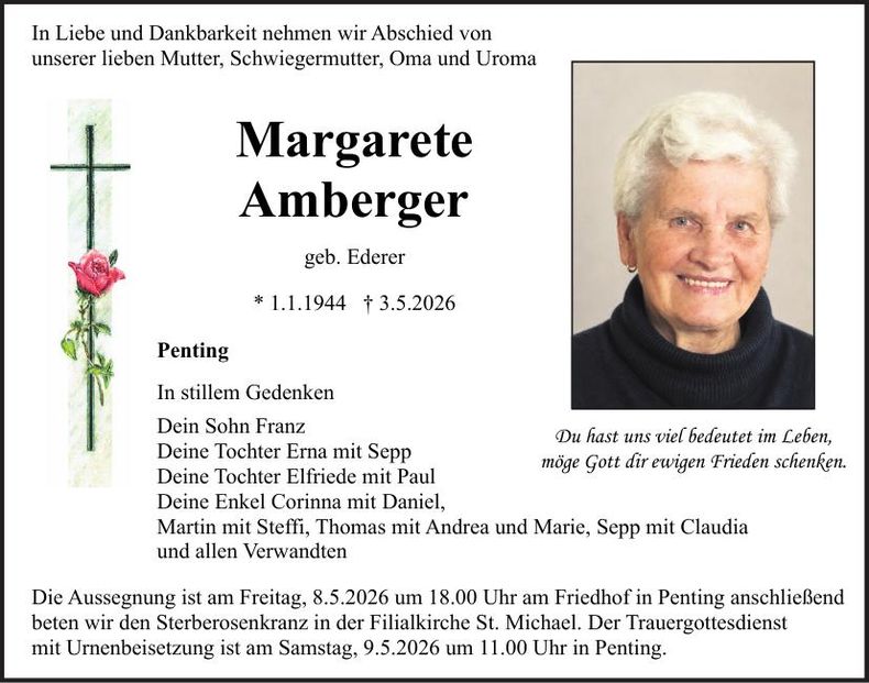 Traueranzeige Margarete Amberger