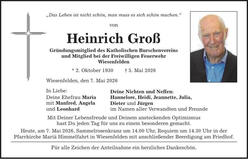 Traueranzeige Heinrich Groß