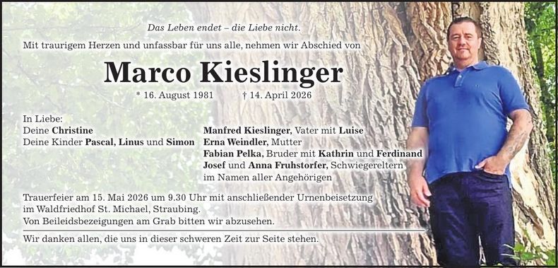 Traueranzeige Marco Kieslinger