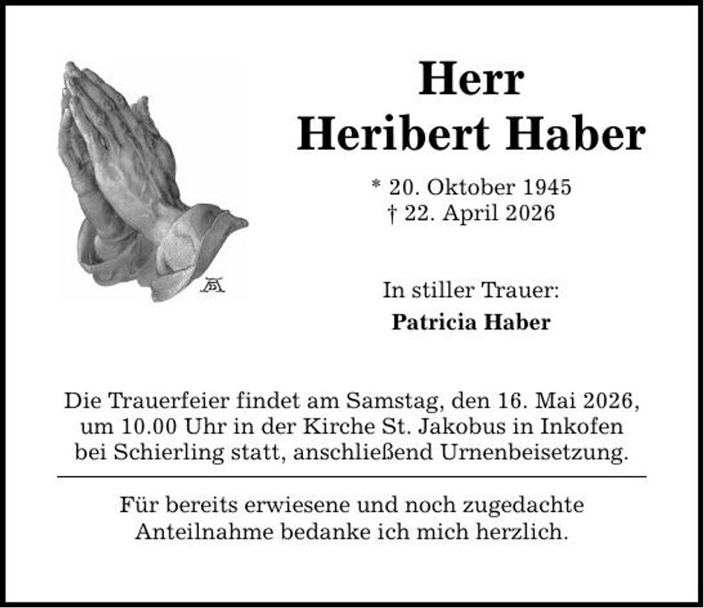 Traueranzeige Heribert Haber