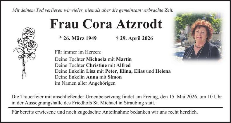 Traueranzeige Cora Atzrodt