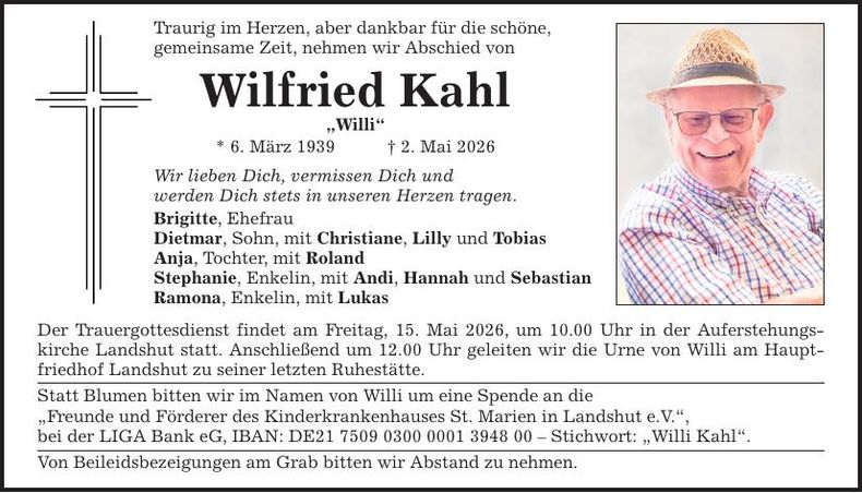 Traueranzeige Wilfried Kahl