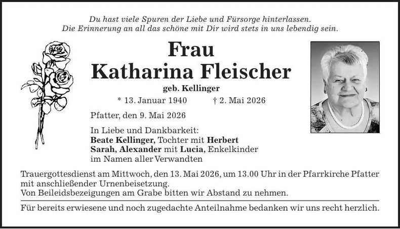 Traueranzeige Katharina Fleischer