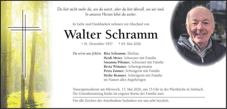 Traueranzeige Walter Schramm
