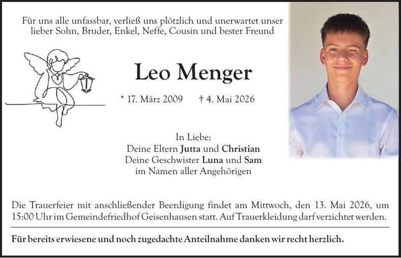 Traueranzeige Leo Menger