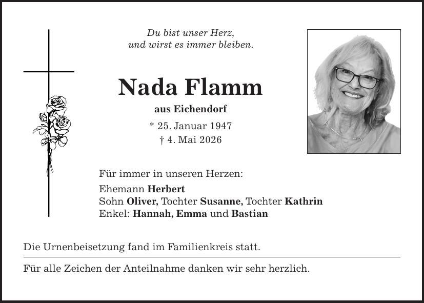 Traueranzeige Nada Flamm