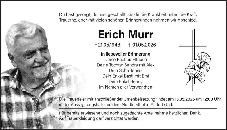Traueranzeige Erich Murr