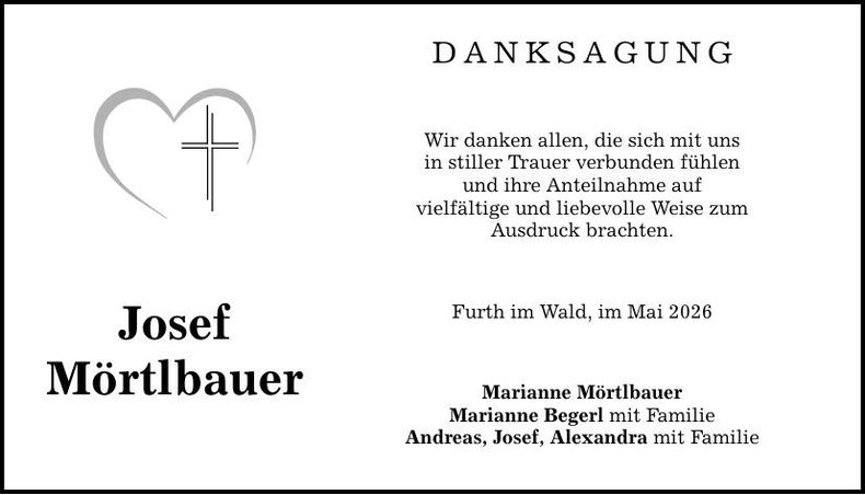 Traueranzeige Josef Mörtlbauer