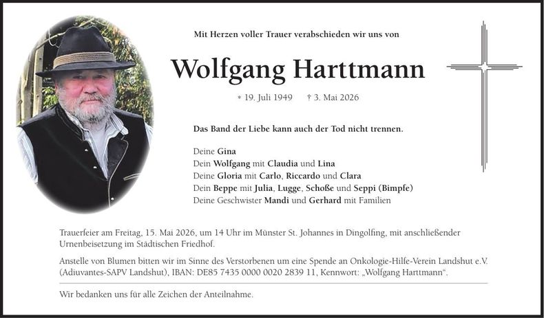Traueranzeige Wolfgang Harttmann