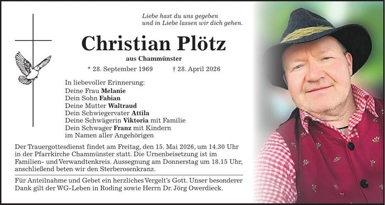 Traueranzeige Christiain Plötz