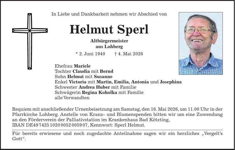 Traueranzeige Helmut Sperl