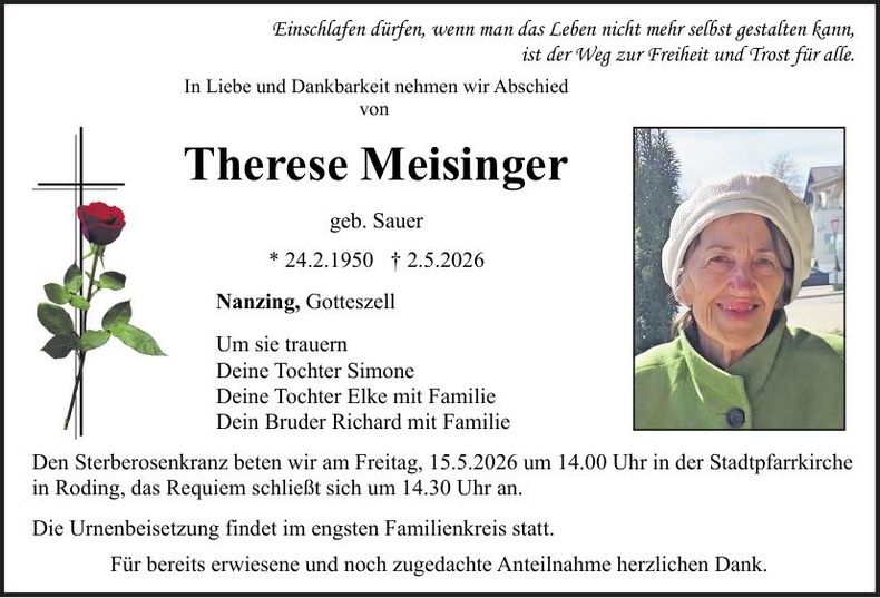 Traueranzeige Therese Meisinger
