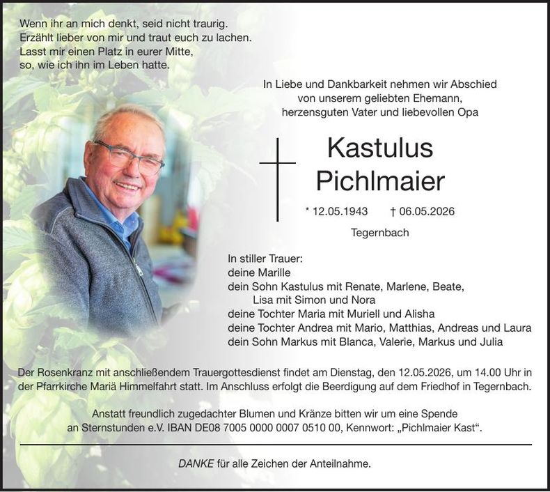 Traueranzeige Kastulus Pichlmaier