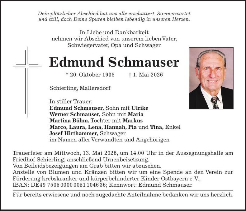 Traueranzeige Edmund Schmauser